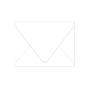 May include: A white envelope with a triangular flap closure. The envelope is rectangular and has a clean, minimalist design. The paper appears to be smooth and opaque.