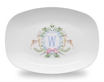 Holiday Serving Platter Plastic   |  Christmas Personalized Platter |  Monogrammed Platter  |  Hostess Gift  |  Personalized Gift