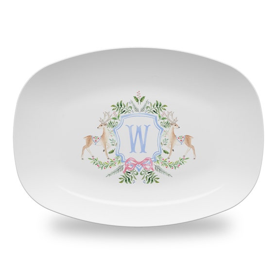 Holiday Serving Platter Plastic   |  Christmas Personalized Platter |  Monogrammed Platter  |  Hostess Gift  |  Personalized Gift