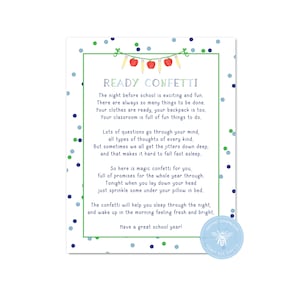 Ready Confetti Printable |  Instant Download  |  Back to School Printable