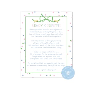 Ready Confetti Printable |  Instant Download  |  Back to School Printable