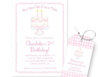 Girls Birthday Invitations  |  Girls Second Birthday Invite  |  Have your cake & eat it TWO  |   Birthday Invitations  |   Digital Invite