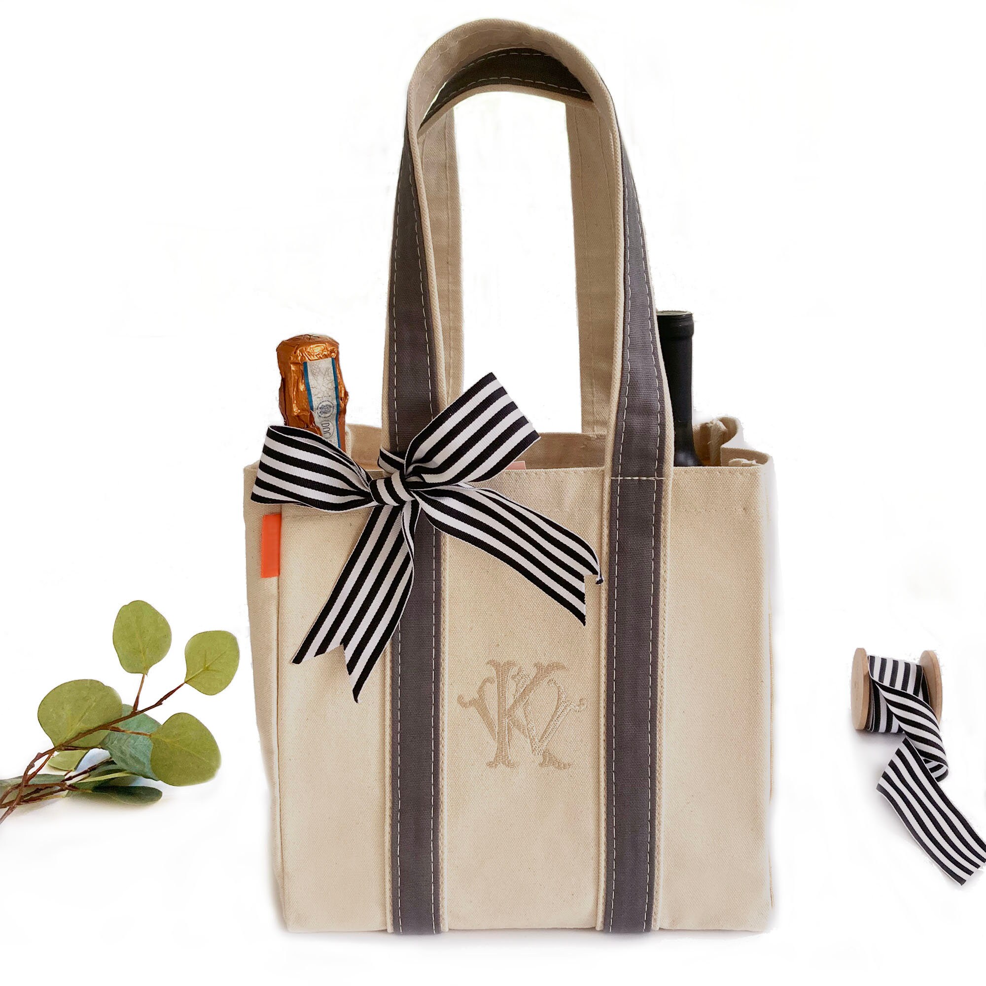 monogrammed wine tote