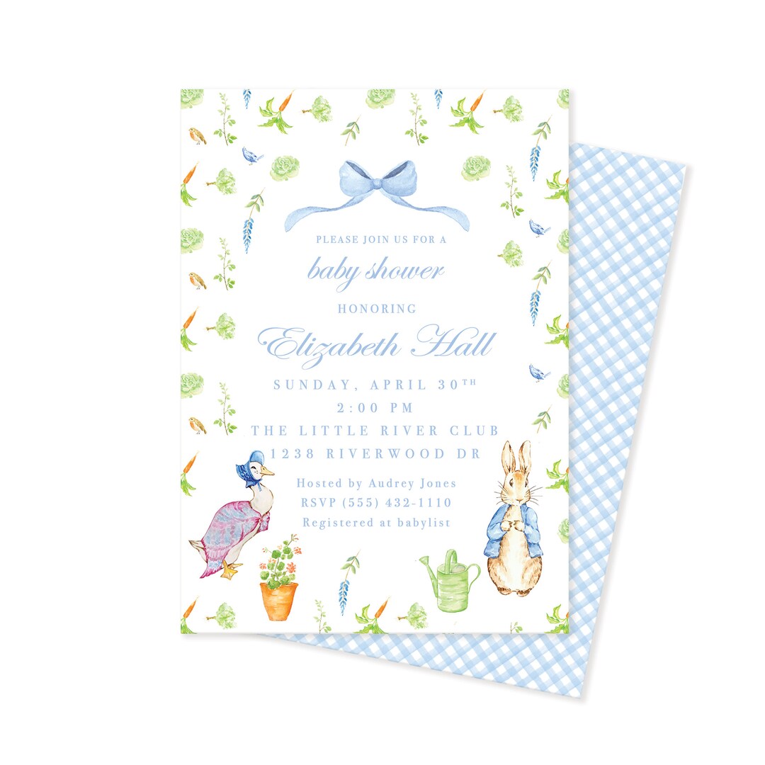 Peter Rabbit Baby Boy Shower Invitations Printed Baby Shower