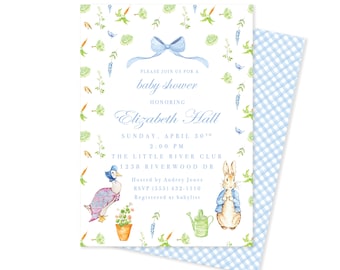 Peter Rabbit Baby Boy Shower Invitations  |   Printed Baby Shower Invitations   |   Digital Baby Shower Invitation