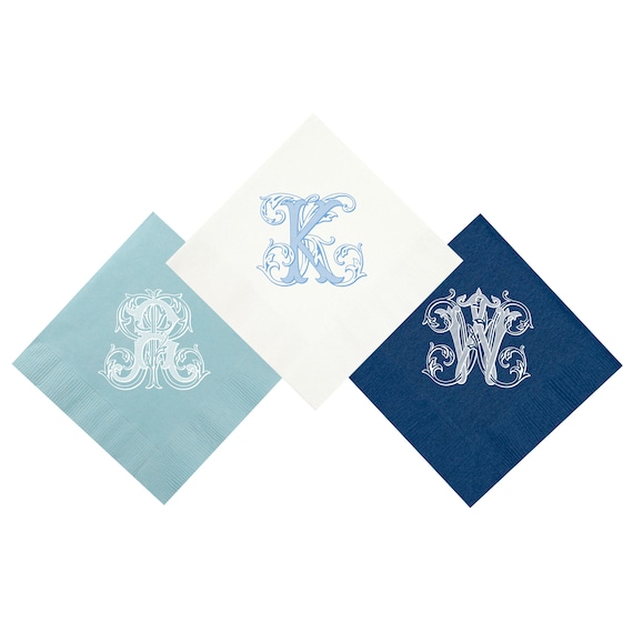 Personalized Monogram Cocktail Napkins: 3-Ply Beverage Napkins