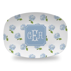 Hydrangea Platter Plastic |  Personalized Platter |  Monogrammed Platter  |  Hostess Gift  |  Personalized Gift  |  Housewarming Gift