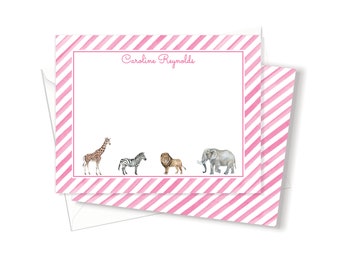 Girls Stationery   | Thank you notes for Kids  | Animal  Stationery Set   |  Girls Personalized Stationery