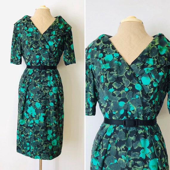 Vintage 1950’s Portrait Collar Watercolour Floral