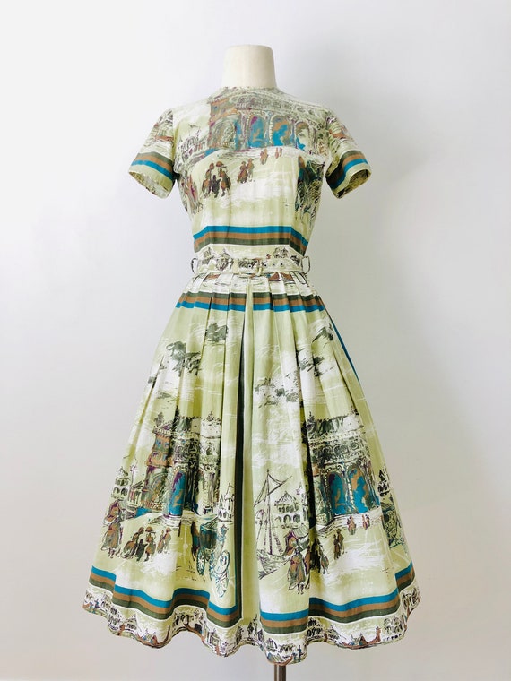 Vintage 1950's Kay Juniors Cotton Novelty Print Da