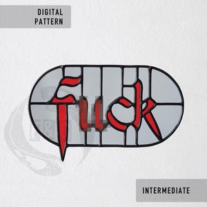 FUCK rude profanity - stained glass pattern PDF file - intermediate