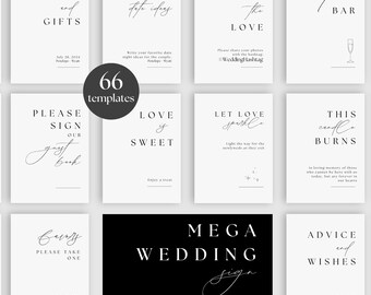 MEGA Bundle di insegne per matrimoni modificabili: modelli moderni ed eleganti (Canva)
