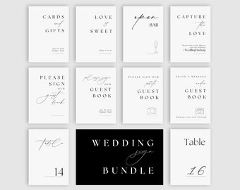 Simple Seasons Editable Basic Wedding Sign Bundle Template, Modern Wedding Signs, Elegant Aesthetic Reception Signs, Canva Template