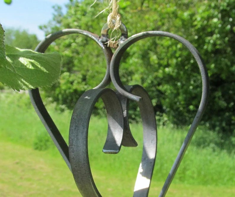 Metal Double Heart Hanging Garden Decoration, Heart, Garden Decoration, Heart Decoration, Wedding Anniversary Gift, 11th Anniversary Gift image 8