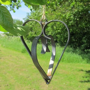 Metal Double Heart Hanging Garden Decoration, Heart, Garden Decoration, Heart Decoration, Wedding Anniversary Gift, 11th Anniversary Gift image 2