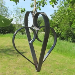 Metal Double Heart Hanging Garden Decoration, Heart, Garden Decoration, Heart Decoration, Wedding Anniversary Gift, 11th Anniversary Gift image 7