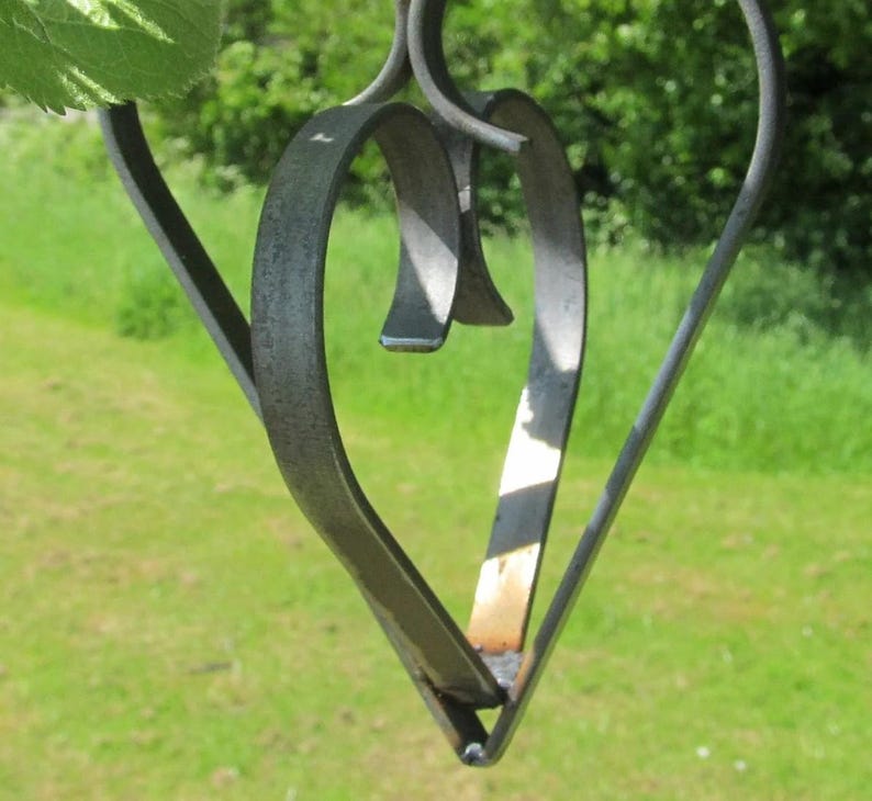 Metal Double Heart Hanging Garden Decoration, Heart, Garden Decoration, Heart Decoration, Wedding Anniversary Gift, 11th Anniversary Gift image 9