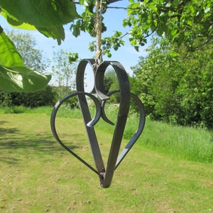 Rustic Metal Double Heart Hanging Decoration, Hearts, Garden Decoration, Heart Decoration, Gifts for Gardeners, Wedding Anniversary Gifts