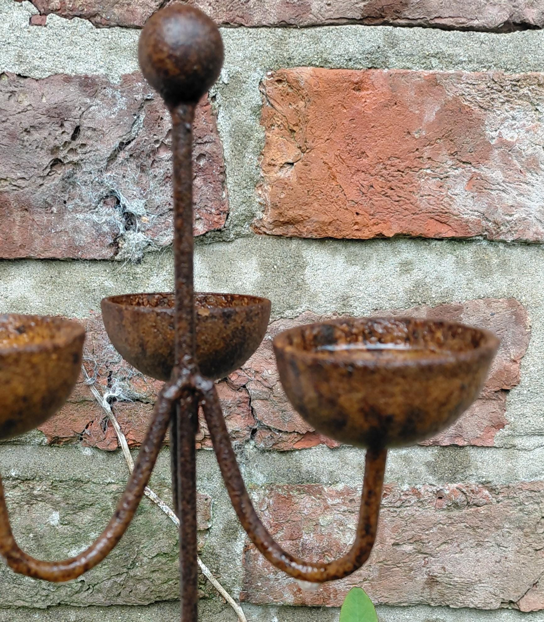 Rusty Triple Rusty Triple Metal Rain Catcher - Garden Water Catcher, Rusty Garden ...