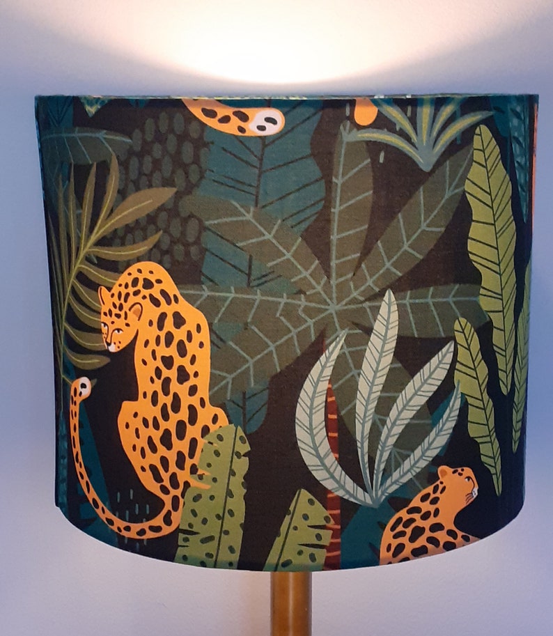 Jungle Themed Leopard Lampshade. Vibrant Animal and Plant Etsy UK