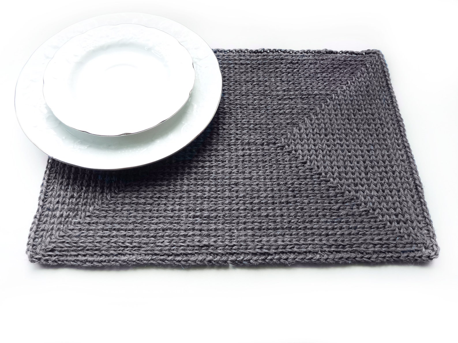 Grey jute placemat made with a rubber base in a rustic style Etsy