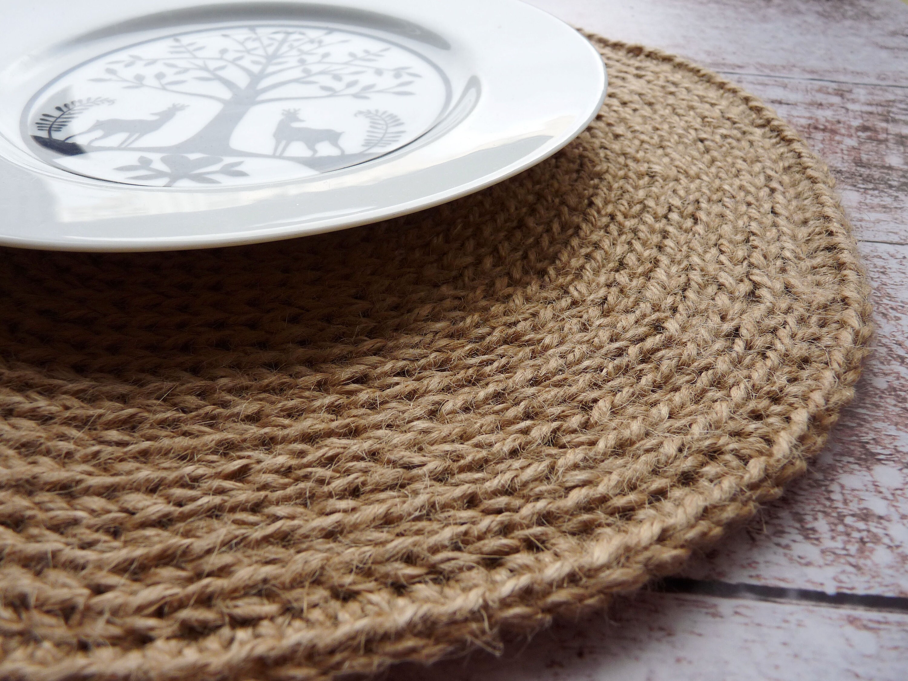 Jute round placemats in a rustic or scandinavian style Etsy