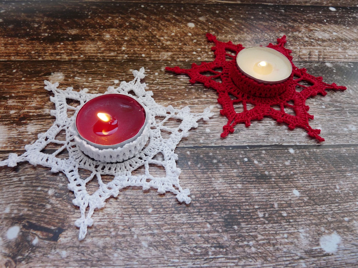 Christmas Candle Holder Crochet Christmas Eve Gift Boho Etsy UK