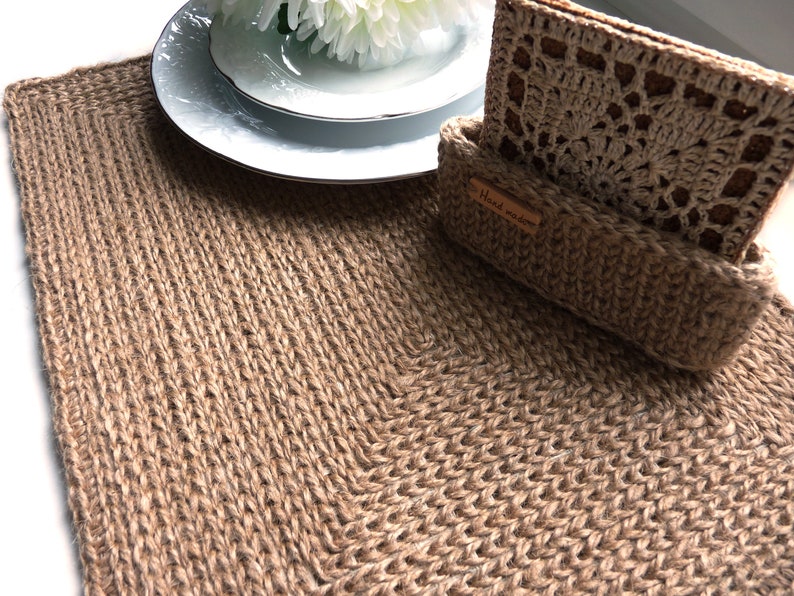 Jute table placemats made with a rubber base in a rustic or Etsy