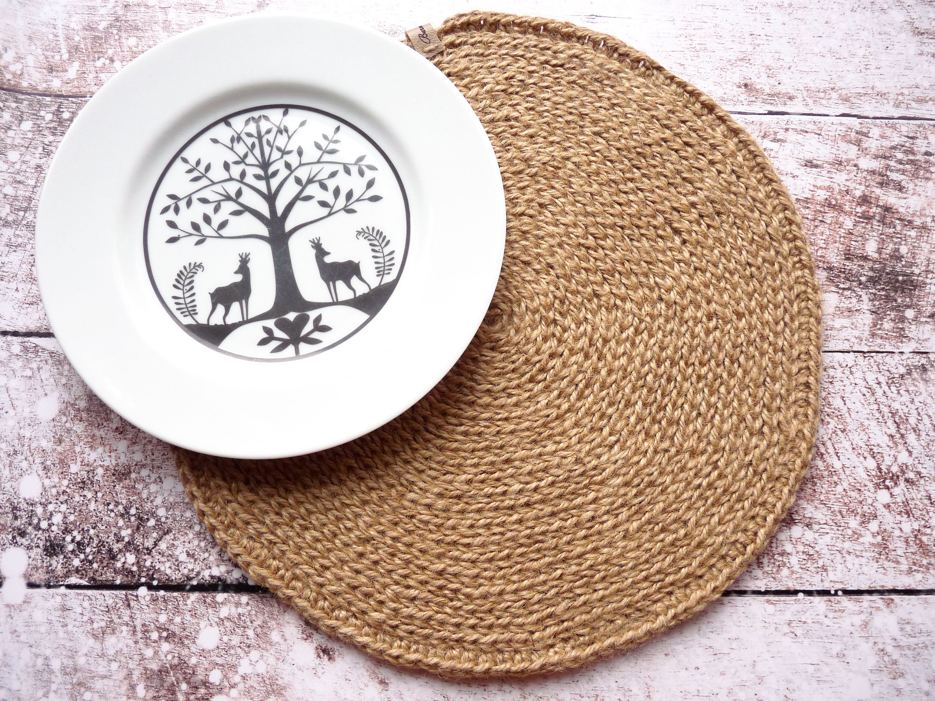 Jute round placemats in a rustic or scandinavian style Etsy
