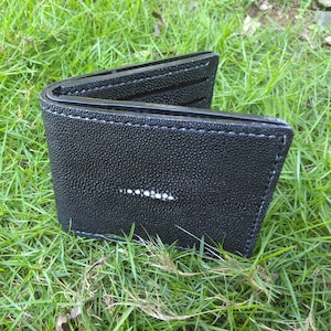 Cartera de piel de raya para hombre / Cartera de piel de raya hecha a mano / Cartera de cuero exótico / Regalo para él / Regalo para padre / Regalo de boda