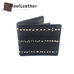 Cartera de hombre con tres filas de huesos de raya / Cartera de raya para hombre / Cartera plegable para hombre / Regalo para padre