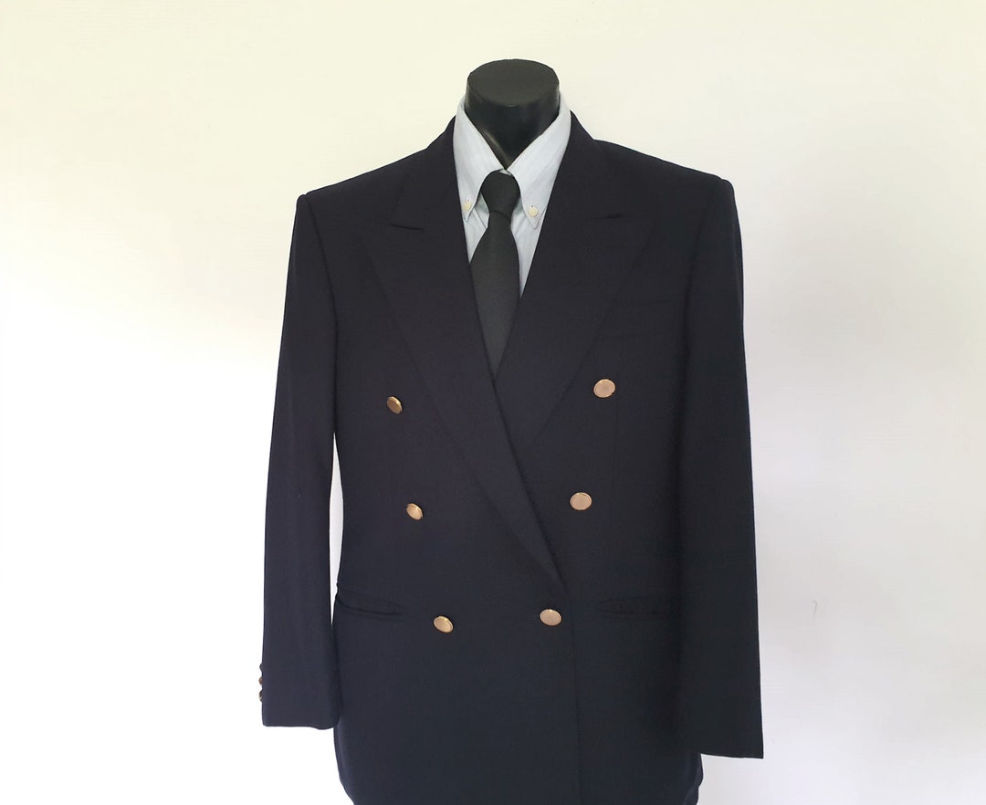 Men's Vintage Navy Pinstripe Double Breasted Jacket 38