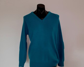 1970s Teal Wool Jumper by Brandella - XL