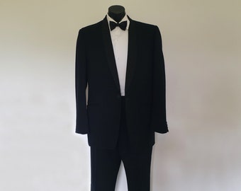 1960s Shawl Lapel Wool Tuxedo, Formal Suit - L