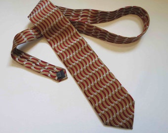 Vintage Red, Gold & Silver Italian Silk Tie by Trevisan Venezia