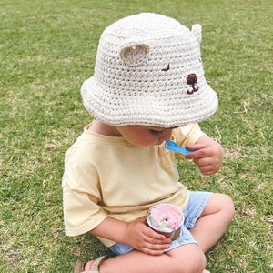 BABY BUCKET HAT ~ Girl Boy Baby Hat ~ Newborn Bear ~ Toddler Hat ~ Summer Beach Baby ~ Baby Widebrim ~ Children’s Sun Hat ~