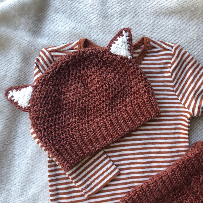 Crochet Baby Fox Beanie ~ Newborn Photo Prop Costume ~ 100% Cotton Hat ~ Sizes Newborn - 3yo ~ image 9