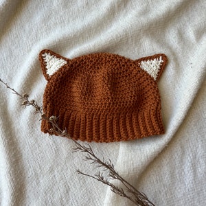 Crochet Baby Fox Beanie ~ Newborn Photo Prop Costume ~ 100% Cotton Hat ~ Sizes Newborn - 3yo ~ image 4