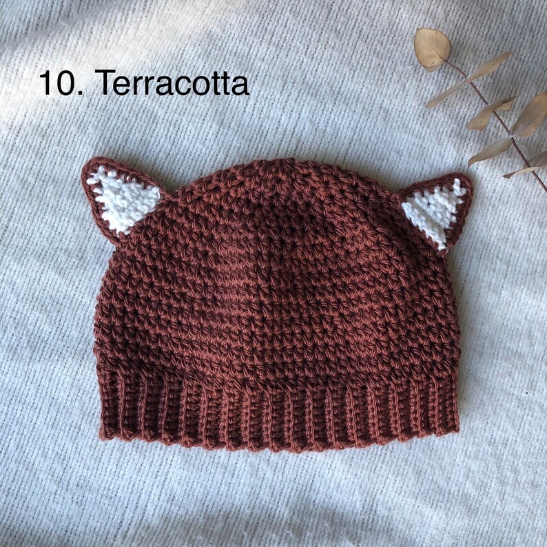 Crochet Baby Fox Beanie ~ Newborn Photo Prop Costume ~ 100% Cotton Hat ~ Sizes Newborn - 3yo ~ image 5