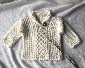 BABY BOY SWEATER ~ Newborn Jumper ~ Handmade Baby Gift ~ Wool Baby Knit ~ Baby Crochet Clothes ~ Boy Oufit ~
