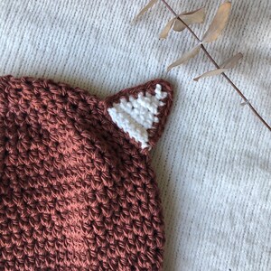 Crochet Baby Fox Beanie ~ Newborn Photo Prop Costume ~ 100% Cotton Hat ~ Sizes Newborn - 3yo ~ image 6