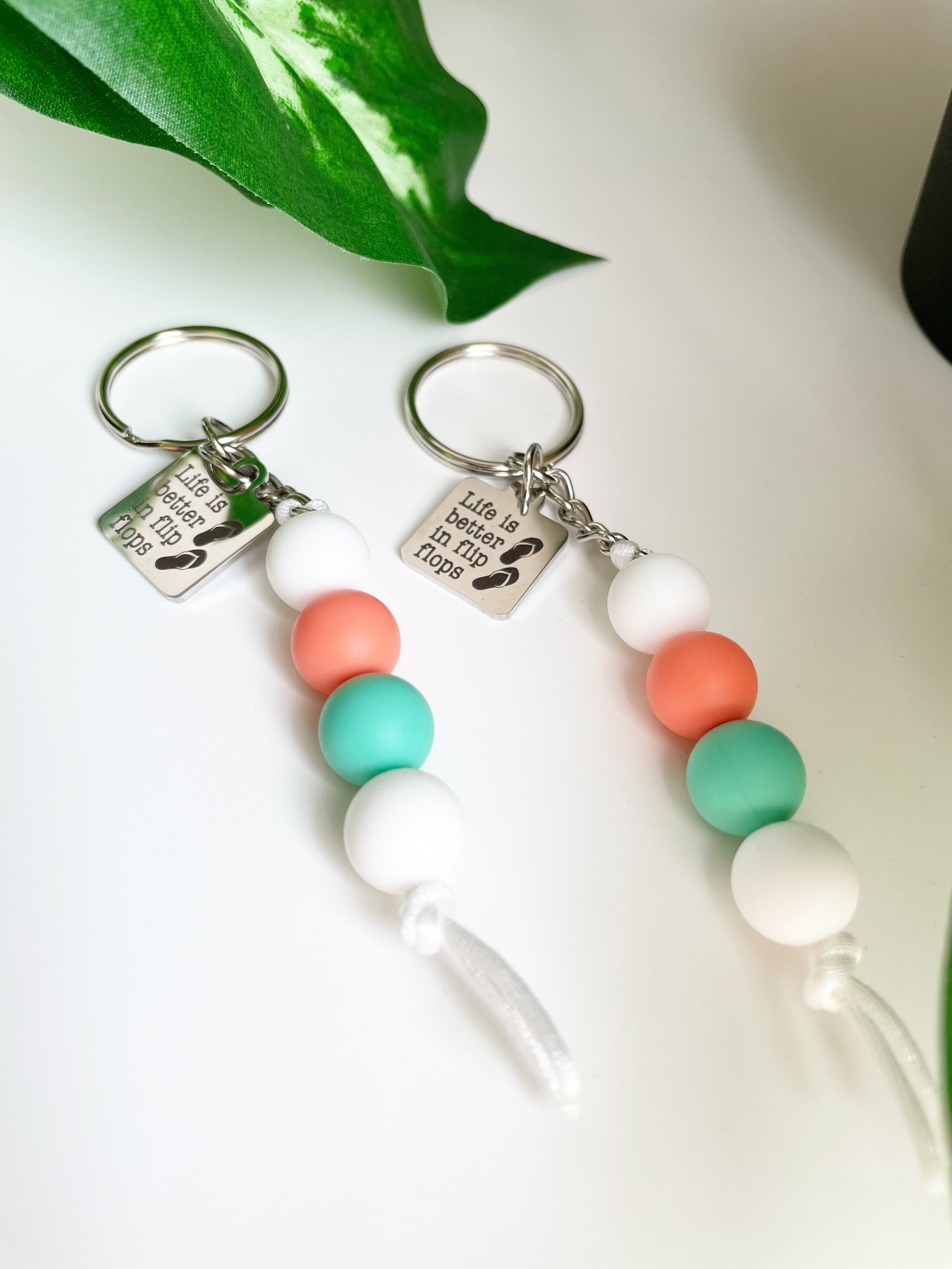 Custom Silicone Bead Wristlet Keychain - Handmade Bead Wristlet