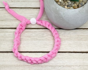 Braided Bracelet, Adjustable Bracelet, Soft Fabric Bracelet, Summer Bracelets, Friendship Bracelets, Pink Bracelet