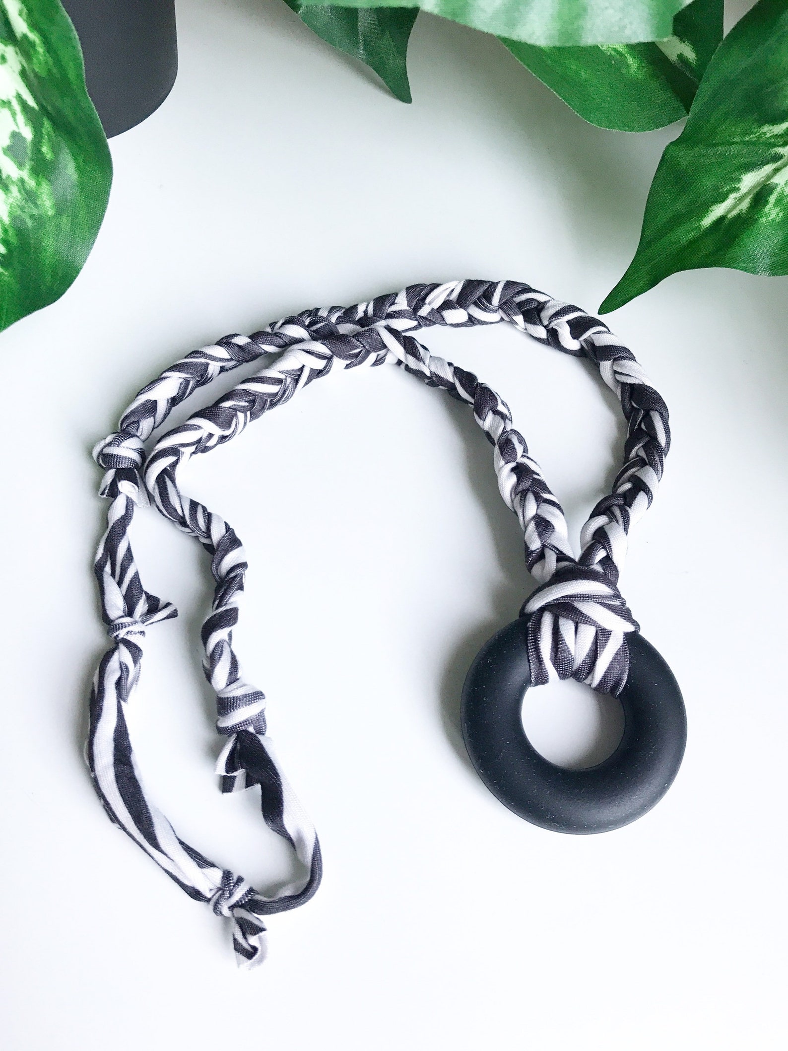 Chew Necklace Chewable Silicone Donut Fabric Necklace Etsy