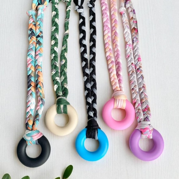 Custom Chew Necklace, Silicone Ring Necklace, Custom Sensory Necklace, Braided Necklace with...