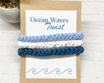 Ocean Waves Friendship Bracelet Set - Adjustable and Handmade Summer Jewelry, Braided Bracelet Set with Soft Fabric, Boho Chic Jewelry