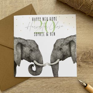 Carte personnalisée pour nouvelle maison|Carte Bonne Nouvelle Maison|Carte Félicitations|Carte Nouvelle Maison|Carte Première Maison|Carte Première Maison|Carte De pendaison de crémaillère|Éléphant