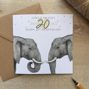 Carte d'anniversaire de 20 ans personnalisée|Carte d'anniversaire de 20 ans|Carte d'anniversaire de 20 ans|Anniversaire de mariage|Carte de joyeux 20e anniversaire