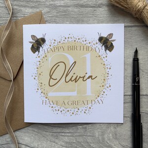Carte personnalisée 21e anniversaire|Carte vingt et unième anniversaire|Joyeux 21e anniversaire|Pour fille|Petite-fille|Nièce|Sœur|Pour elle|Pour ami
