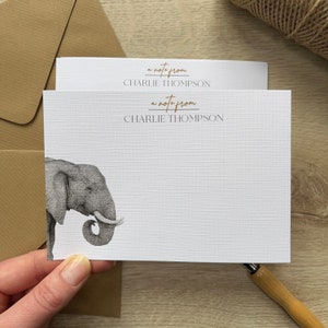 Cartes de correspondance personnalisées|Lot de 8 cartes|Éléphant|Papeterie cadeau personnalisée|Carte de correspondance|Cartes de remerciement|Cartes pour toutes les occasions|Carte animal